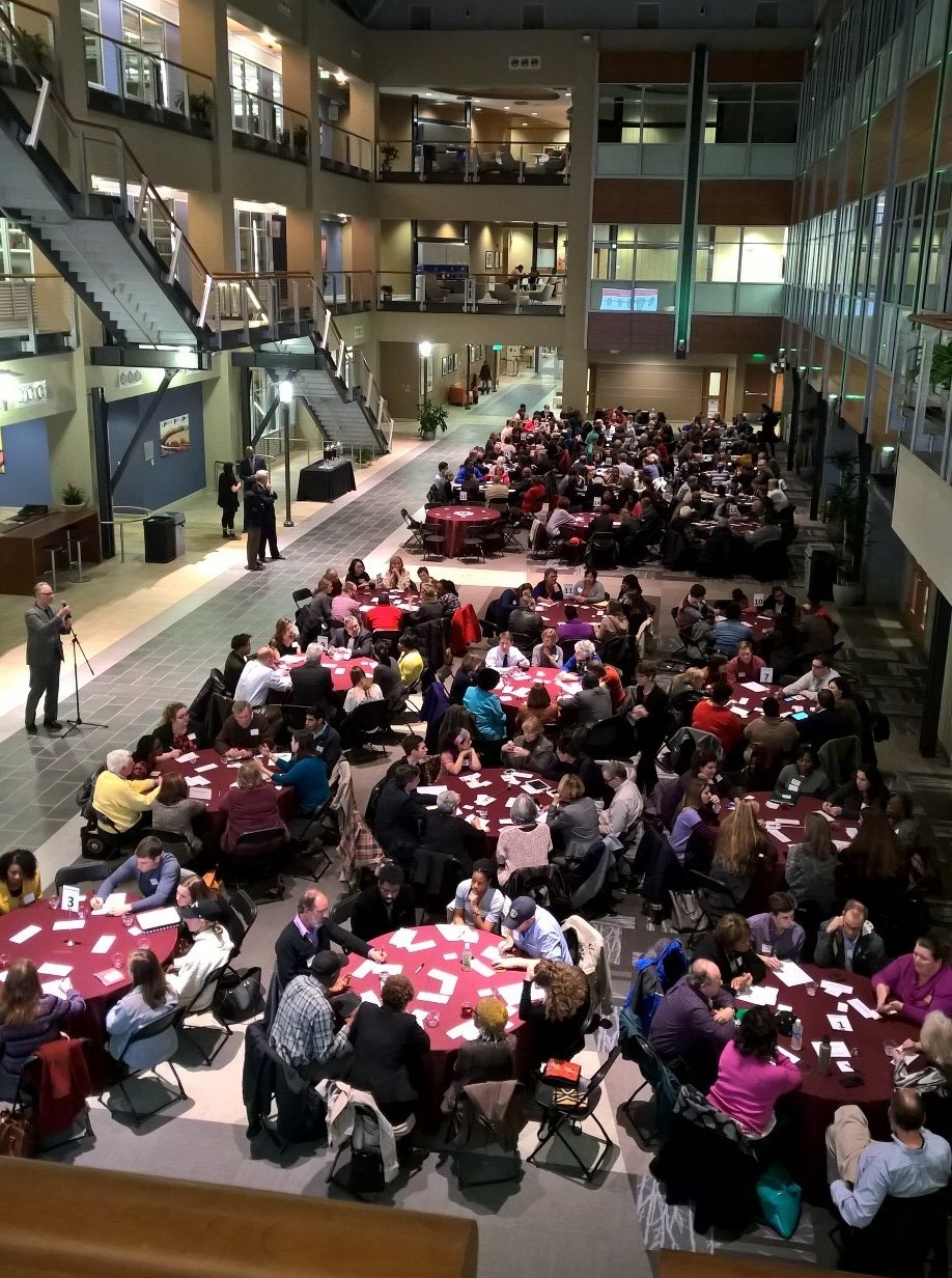 Photo of a World Cafe event at the Innovation Quarter